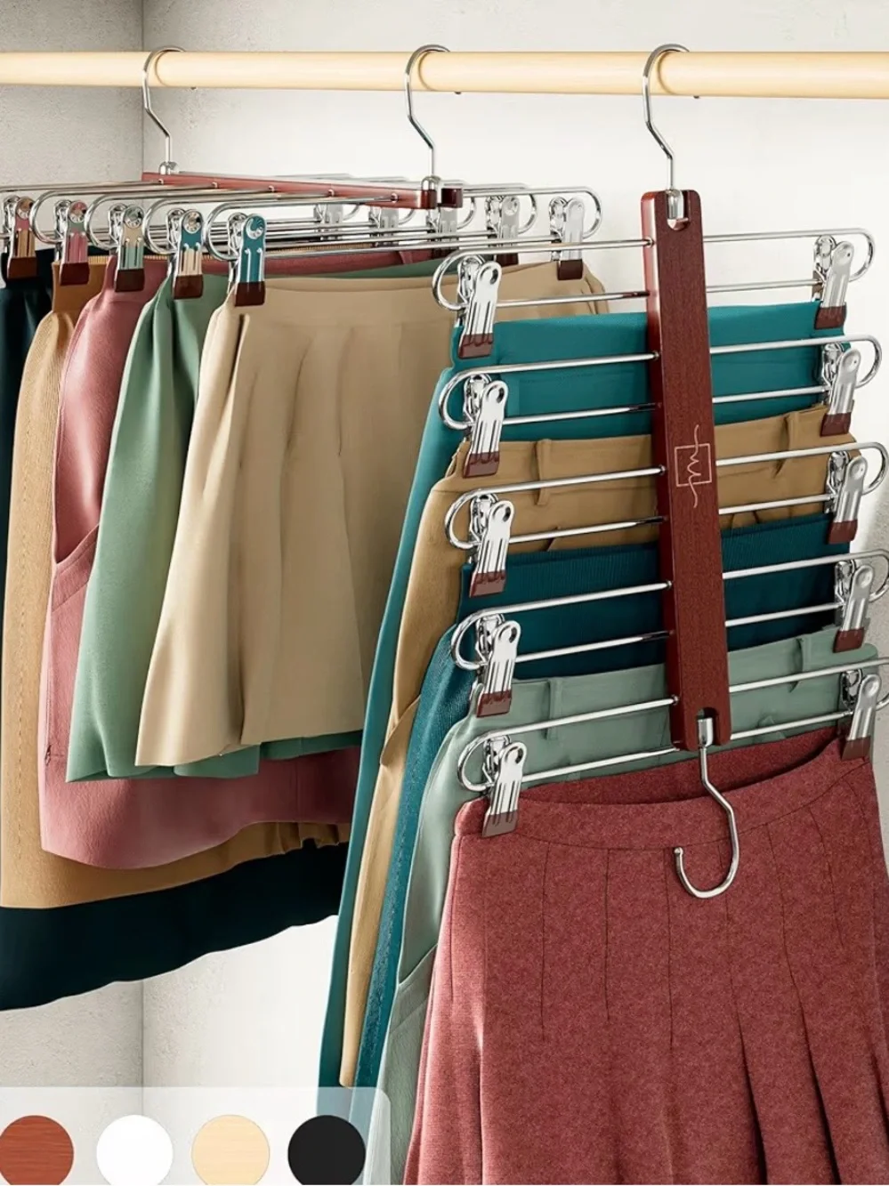 Moralve brown Space-Saving Multilayer Skirt Hanger